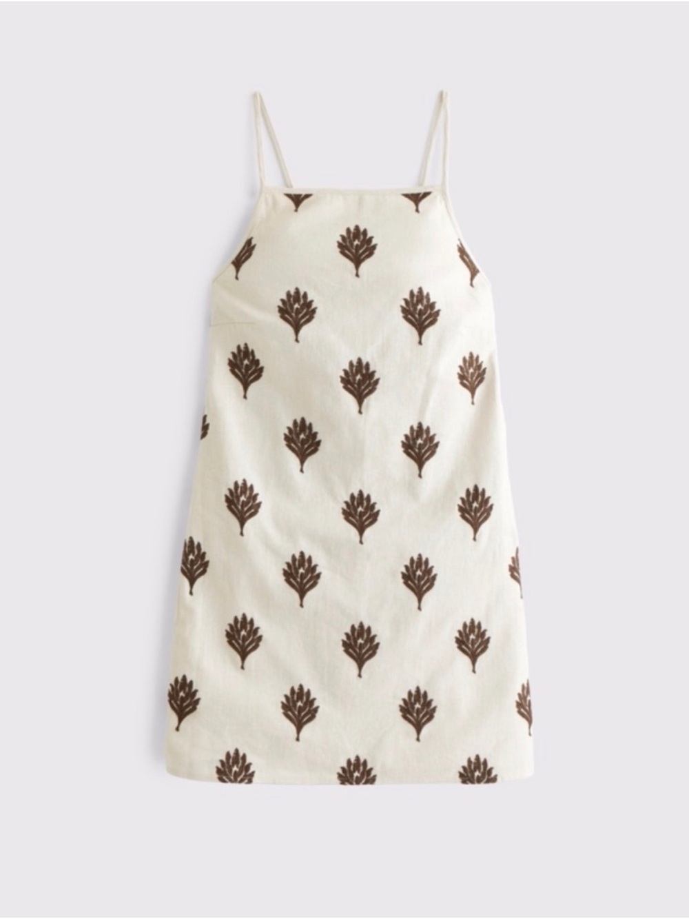 Abercrombie & Fitch Cream and Brown Mini Dress with Embroidery Size Small Tall